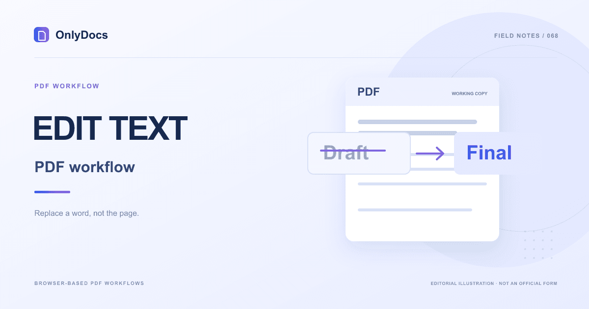 Before-and-after PDF text cards showing the word Draft changed to Final.