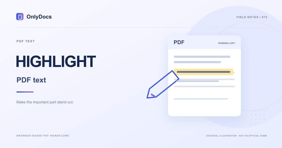 A marker selecting a clear yellow highlighted line on a PDF document.