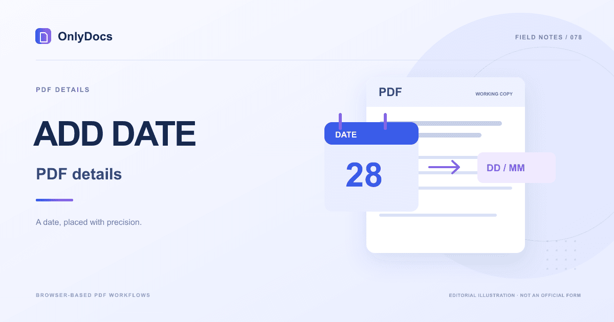 A calendar date moving into a selected date field on a PDF page.