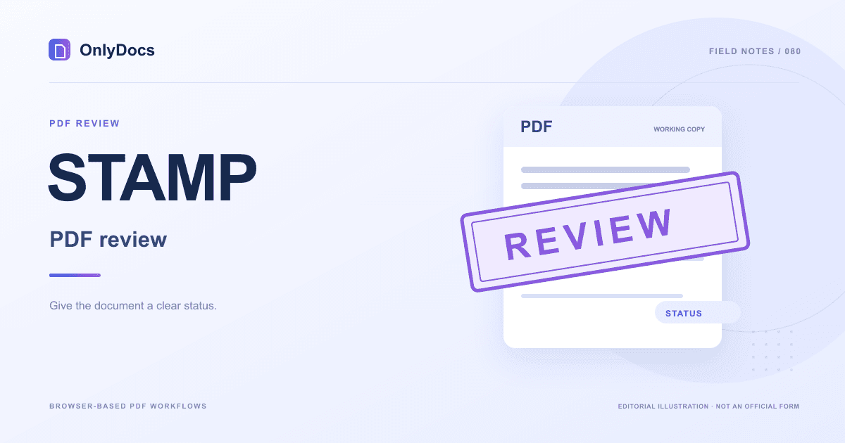 A rectangular Review stamp aligned over a PDF page, without an official seal.