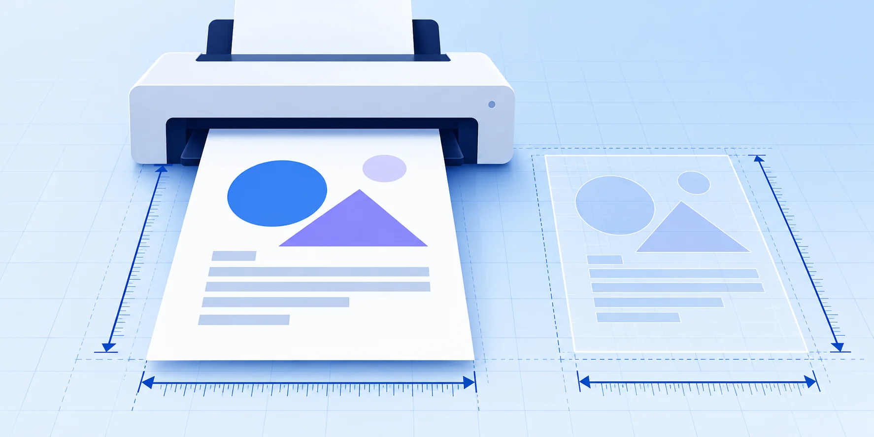 A printed page and matching outline aligned to measurement guides